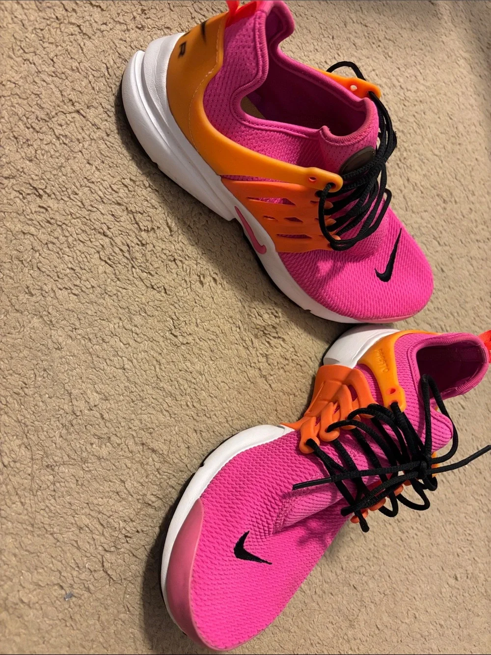 Nike Women's Bright Pink Athletic Sneakers with Orange Accents